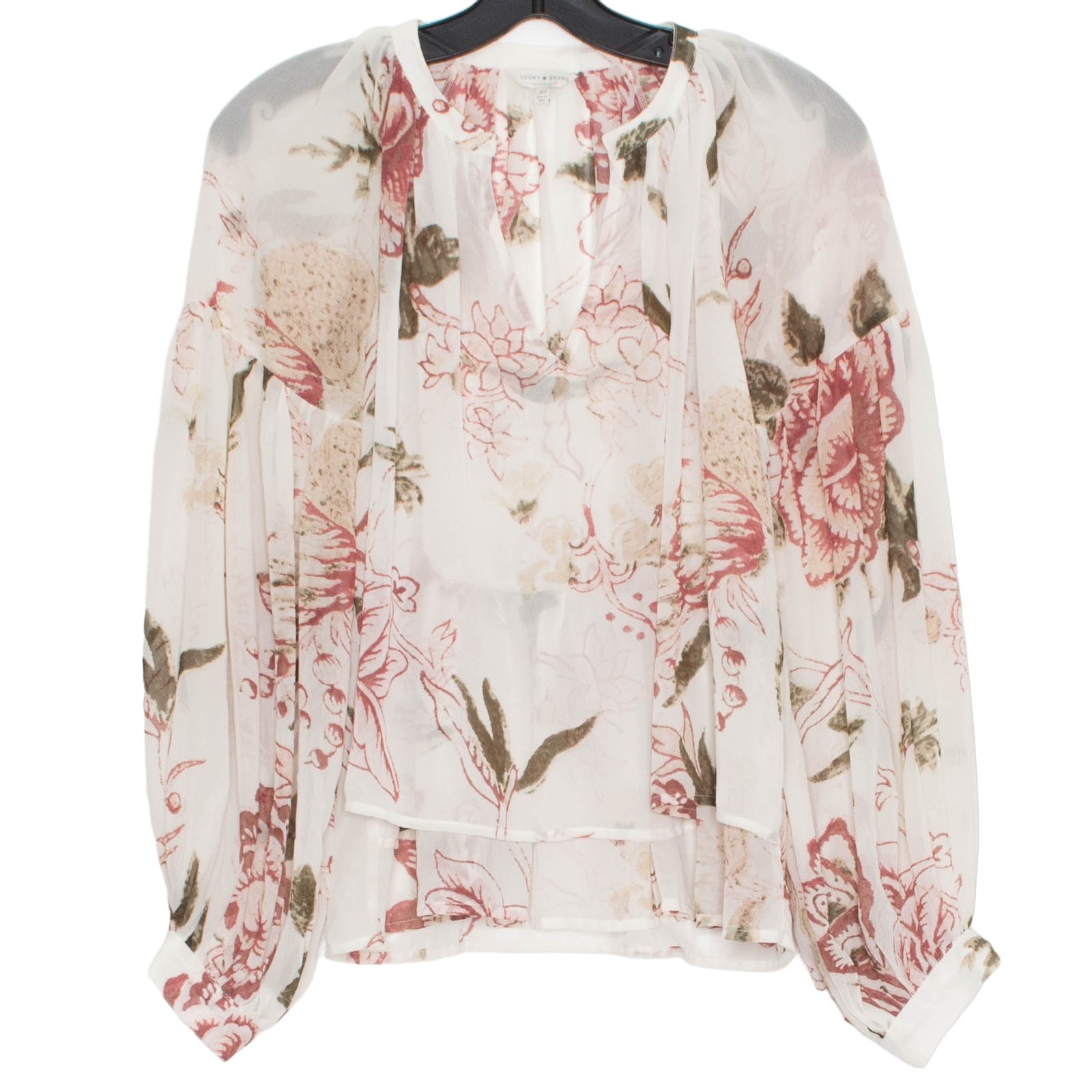Lucky Brand Floral Sheer Top Cottage Fairy Prairie Boho Ethereal Romantic Xs